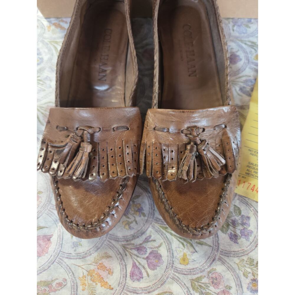 1980s Cole Haan Brown Tassel Loafers Womens In Box Size 6.5 Has Orig Receipt - Picture 5 of 15
